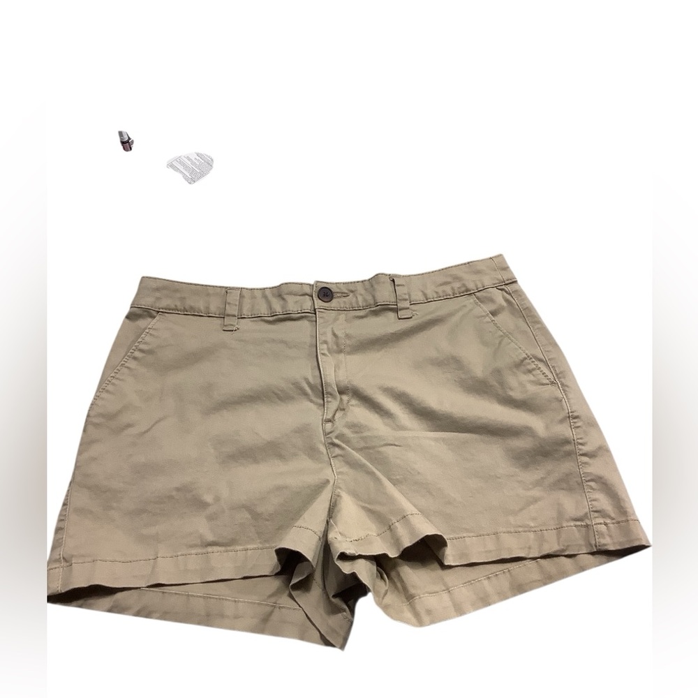 🖤a new day Women’s Tan Stretch Cargo, Flat Front Shorts WORN ONCE